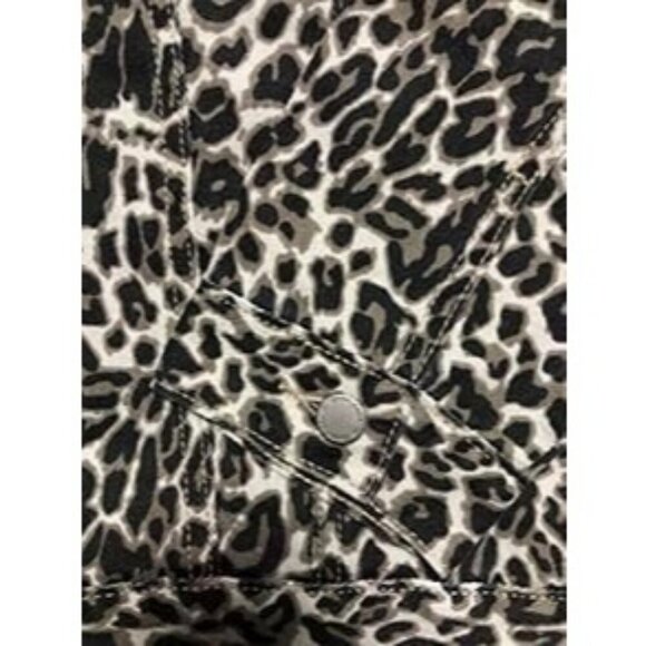 Women's Oversize Vintage Denim Jacket Long Sleeve Loose Jean Trucker Leopard - Picture 7 of 8